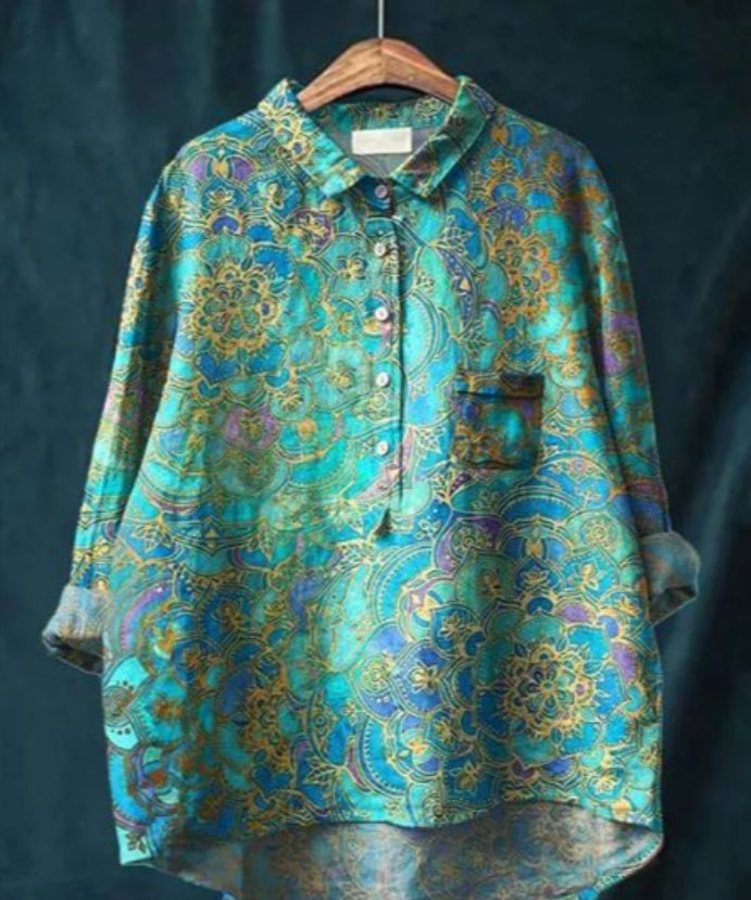 Blouse Élégante en Soie Motif Floral pour Femme - Fleurs 6 / S