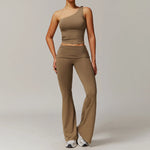 Ensemble de Sport Femme 2 Pièces à Séchage Rapide - T-shirt Long et Pantalon Taille Haute Confortable pour Yoga et Fitness - Vignette | Modenti