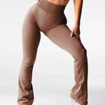 Pantalon de Yoga Évasé Femme Sans Coutures - Tissu Respirant Extensible pour Fitness et Danse - Vignette | Modenti