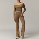 Ensemble de Sport Femme 2 Pièces à Séchage Rapide - T-shirt Long et Pantalon Taille Haute Confortable pour Yoga et Fitness - Vignette | Modenti