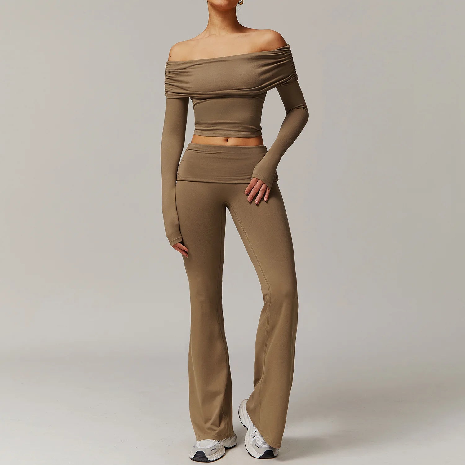 Ensemble de Sport Femme 2 Pièces à Séchage Rapide – T-shirt Long et Pantalon Confortable pour Yoga et Fitness-4