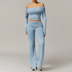 Ensemble de Sport Femme 2 Pièces à Séchage Rapide - T-shirt Long et Pantalon Taille Haute Confortable pour Yoga et Fitness - Vignette | Modenti