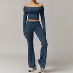 Ensemble de Sport Femme 2 Pièces à Séchage Rapide - T-shirt Long et Pantalon Taille Haute Confortable pour Yoga et Fitness - Vignette | Modenti