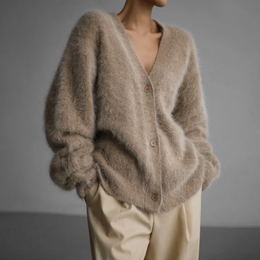 Cardigan Élégant en Cachemire Doux et Confortable - Taupe du Désert / XS