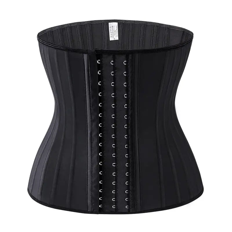 Corset d’entraînement de la taille noir avec fermetures à crochets.