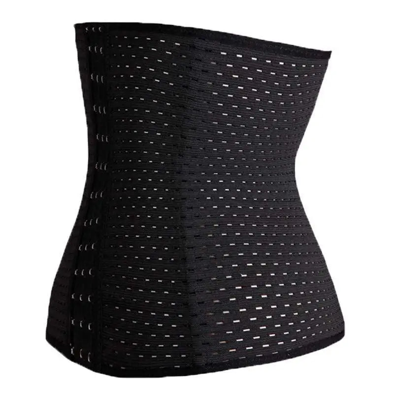 Corset noir perforé à la silhouette incurvée.