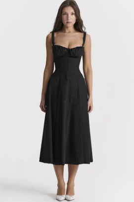 Robe bustier à motif floral élégante pour femme - Noir / S
