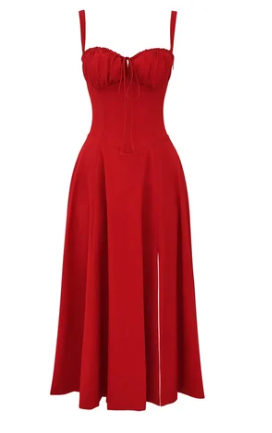 Robe bustier à motif floral élégante pour femme - Rouge / S