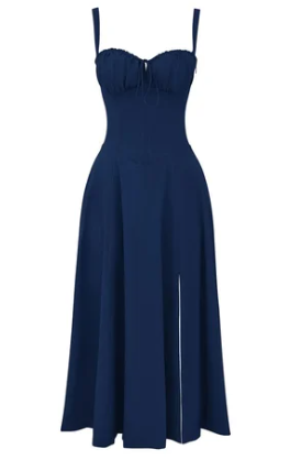 Robe bustier à motif floral élégante pour femme - Bleu Marine / S