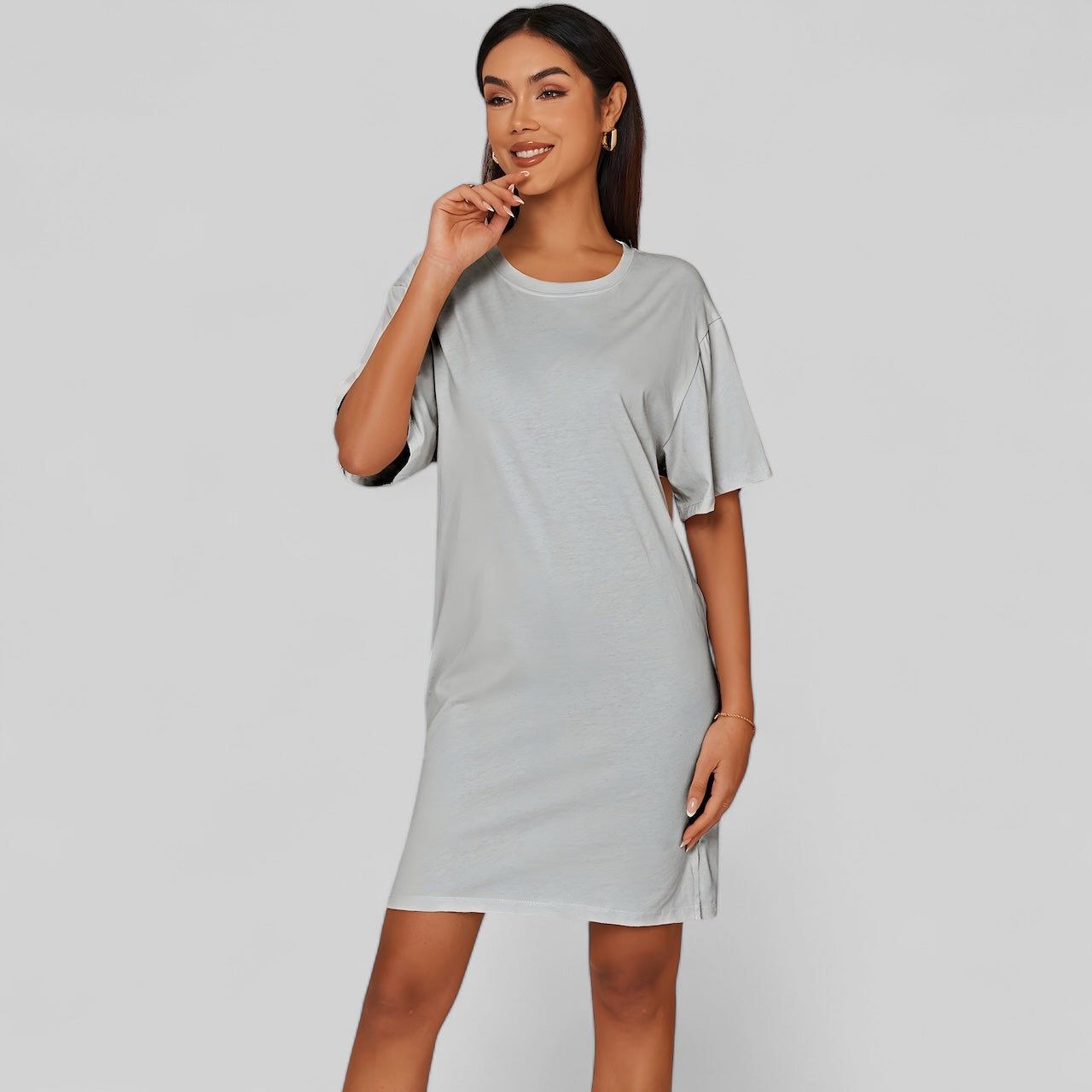 T-shirt robe en coton pour femme Vêtement décontracté élégant